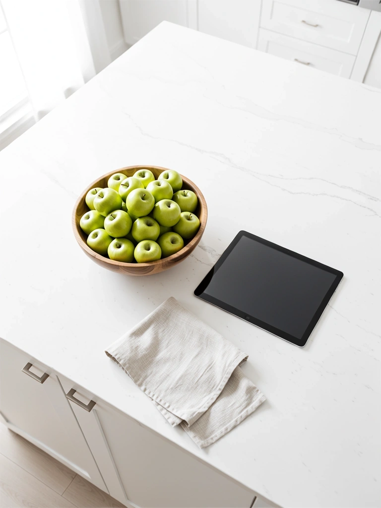 Frisches Obst und minimalistisches Küchendesign